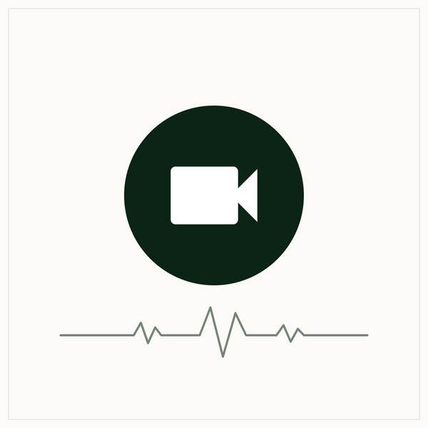 Initial Sleep Assessment — deep-green video consultation icon on ivory with EEG waveform